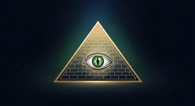 Illuminati pyramid symbol with all seeing eye representing secret society and conspiracy theories