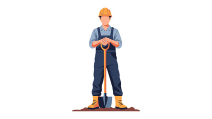 Worker with a Shovel: A construction worker stands confidently with a shovel, ready to build and create, embodying the spirit of labor and progress. © Atiya