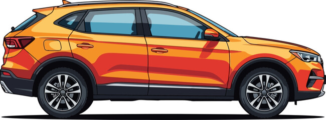 Naklejka premium Orange compact crossover suv illustration