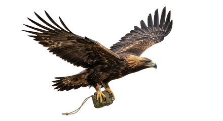 Obraz premium Golden Eagle in Flight with Talons Gripping Perch