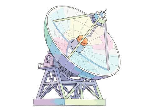 Illustration of a large parabolic dish antenna on a support structure