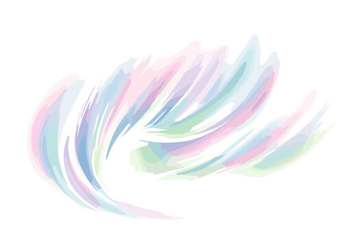 Soft pastel watercolor brush strokes forming a dynamic abstract shape