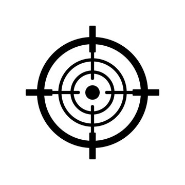 Sniper Target Sight Crosshair. Precision Aiming Scope for Marksman Training, Bullseye Target Icon Isolated on Transparent Background
