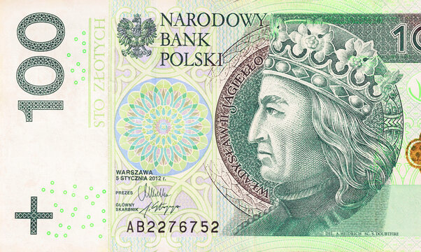 Polski Narodowy Central bank authorized Polish 100 zloty currency banknote front view