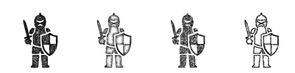 Fototapeta premium Sketch knight icon design set