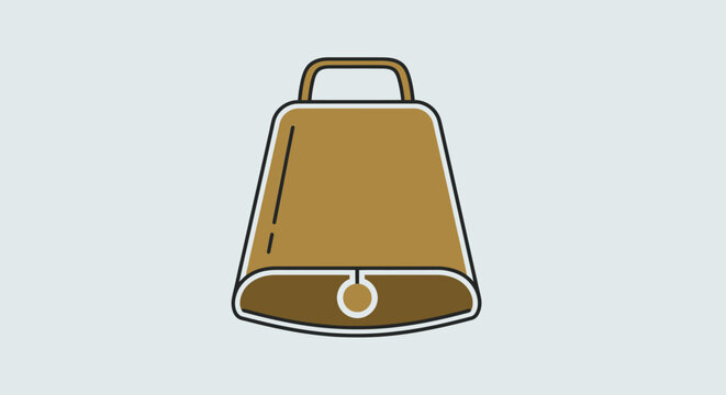 Vector illustration of a single brown cowbell icon