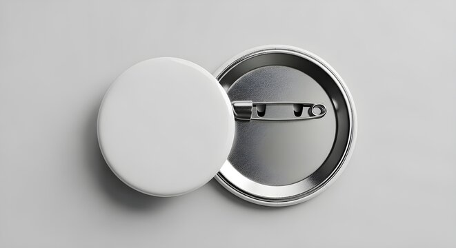 Blank White Pin Button Mockup Front and Back View