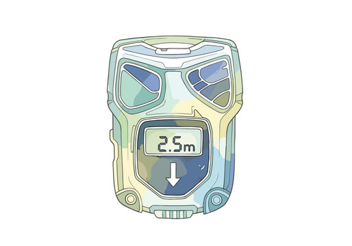 Digital measuring device with a camouflage pattern and a display showing 2.5m