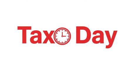 Fototapeta premium A vector graphic illustration of a tax day logo with a clock