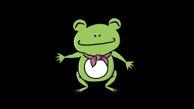 Frog Character - Waving Goodbye, Talking, Happy, 4K, 8 Seconds, Loop with Alpha Channel
