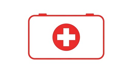 Fototapeta premium Red First Aid Kit Icon on White Background