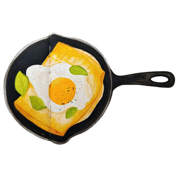 fried egg in a frying pan food illustration