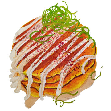 Okonomiyaki cabbage food illustration