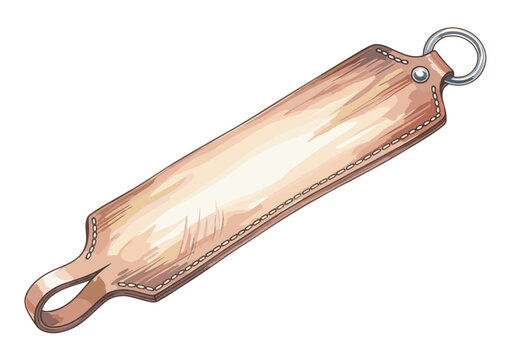 Handcrafted leather strop with metal ring and loop for sharpening tools