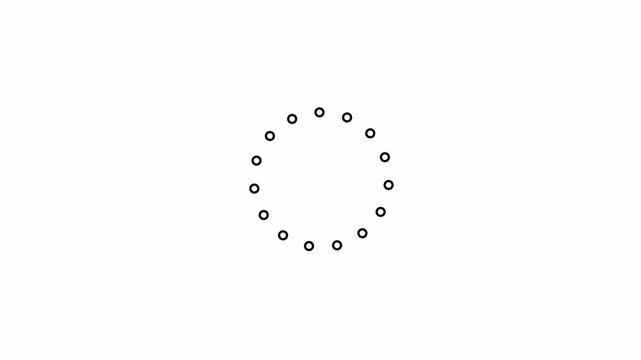  animated dot circle frame animation on background with alpha channel . Rectangular doodle scribble element motion graphic on transparent background 4K animation