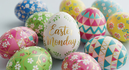 Colorful easter eggs celebrating easter monday