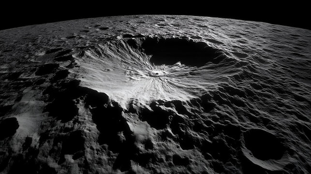 Telephoto view of the Moon's Tycho crater, bright white lunar surface