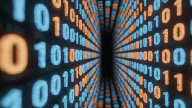 Binary code tunnel perspective