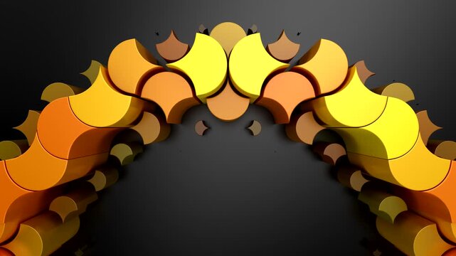 Geometric Shapes Form a Wave. Abstract motion, two color, 3d rendering, 4k resolution
