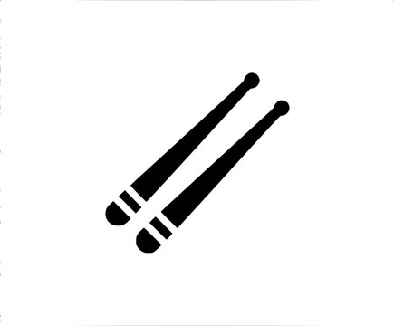 Silhouette of Drumsticks, Two Thin Parallel Lines Flat