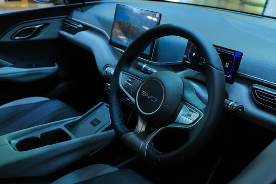 Thailand Mar24,2026 :BYD Otto 1 made its debut in Thailand, showcased at a car show held in a shopping mall.