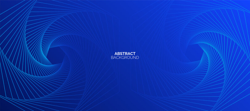 Abstract blue background with glowing geometric lines. Modern blue hexagon shape design. Futuristic technology concept.