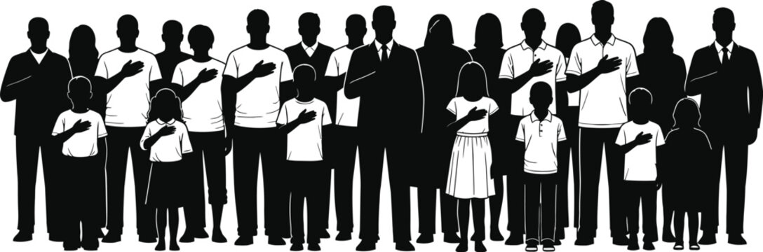 Independence day celebration silhouette of diverse people