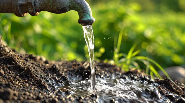Water flowing from a rusty tap