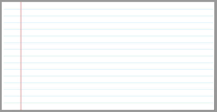 A blank sheet of lined notebook paper with a red margin line on the left side