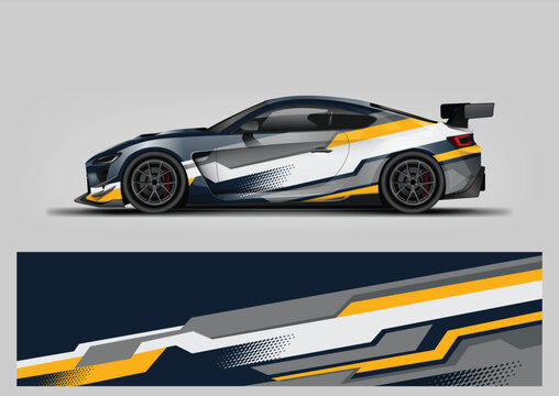 Premium Racing Car Livery, Abstract Vinyl Wrap Design with Sharp Sport Graphics