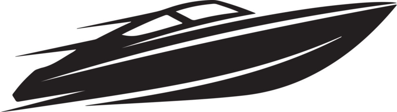 Black speedboat vector icon