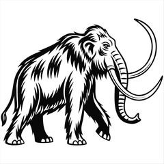 Obraz premium woolly mammoth prehistoric animal monochrome vector illustration