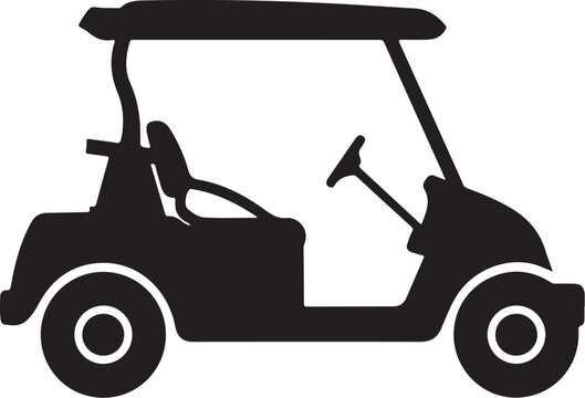 Golf cart, golf buggy, vehicle silhouette, black icon, transportation