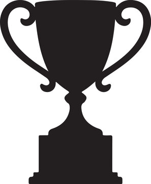 Trophy Cup Silhouette Isolated on Transparent Background Award Winner Vector Icon