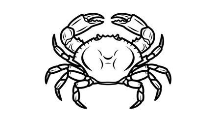 Detailed Line Art of a Crab with Prominent Claws and Legs. © Abu Yazid