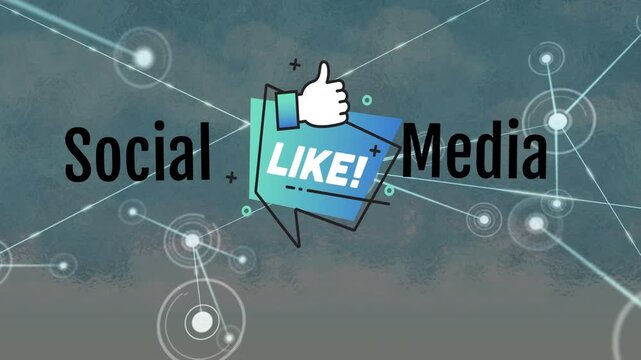Animation of network of connections with icons and email over red letter to blue background