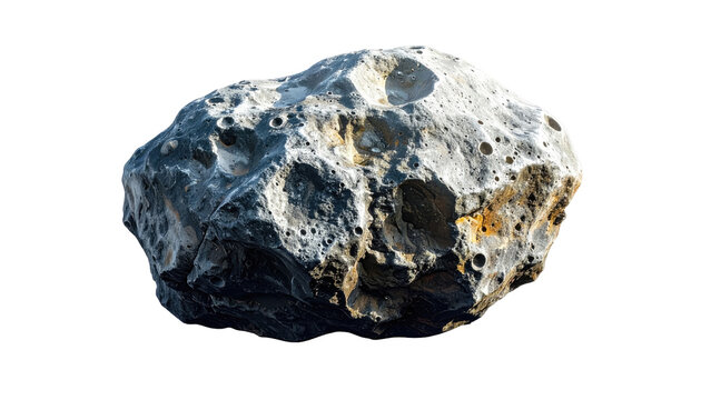 Grayish rock with pockmarks and texture, illuminated from above against a dark, featureless background