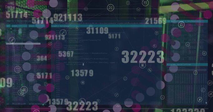 Animation of digital counter with dna helix and programming codes over network server