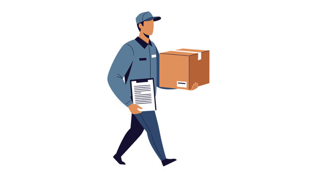 Delivery Man on Duty: A diligent delivery man strides forward, a parcel in tow, ready to fulfill the promise of swift and reliable service. He embodies efficiency and customer care.