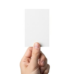 Obraz premium A hand holding a blank white card against a plain background