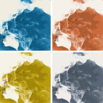 Pacific Ring Of Fire Bathymetric Ocean Depth Map - Azimuthal Equal-Area Projection - Scalable Multi-Color Seafloor Relief Topography with Depth Legend Showing Continental Shelves Mid-Ocean Ridges and