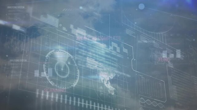 Animation of digital data processing on dark background