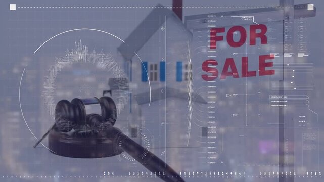 A dark blue background with various graphs and data processing on it