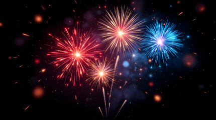 Fototapeta premium Fireworks display against dark night sky
