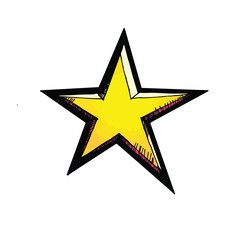 Obraz premium A bright yellow star with black outline.