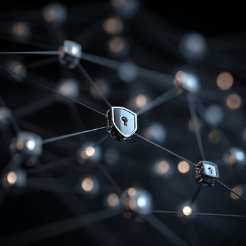 Secure API connection icon with protected data nodes