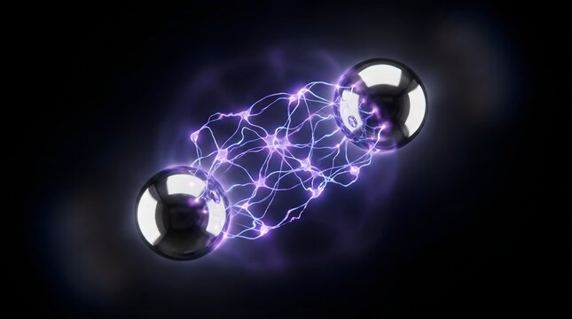 Abstract quantum entanglement visualization with glowing neural plasma strings