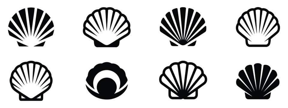 Shell icon set seashell vector, marine seashell symbols collection, ocean and beach themed decorative icons, summer travel elements, modern flat vector illustration set for graphic design and digital 