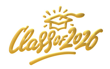Class of 2026 Gold Graduation 3D Render