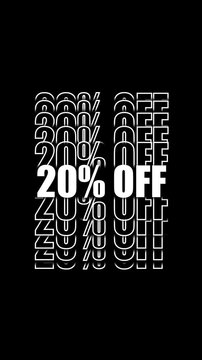 20% Off Animated Text Overlay &ndash; White Discount Promo Transparent Background